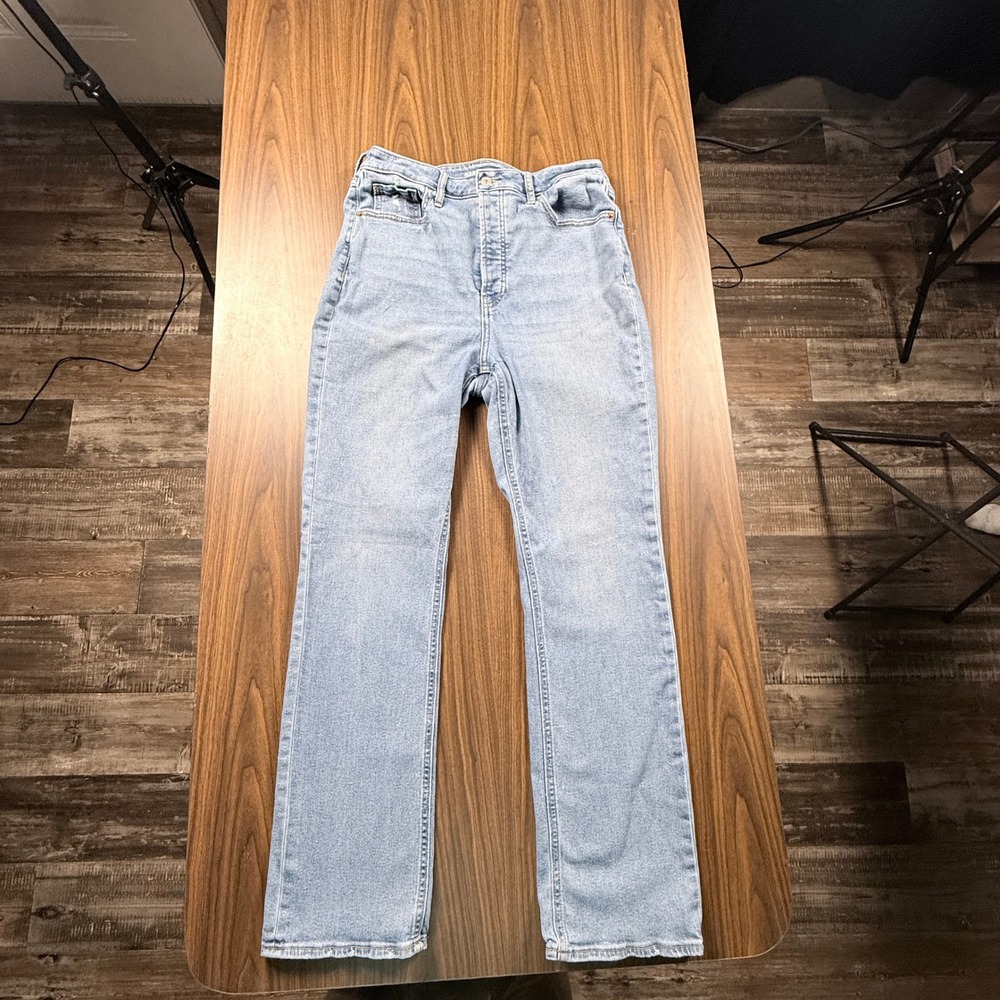 Old Navy Jeans Womens‎ 12 Extra High Rise Kicker Bootcut Button Fly Light Wash